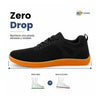 Zapatillas minimalistas negras de estilo casual ZZFABER Comfy I, calzado elástico totalmente flexible para caminar cómodo en Santiago.