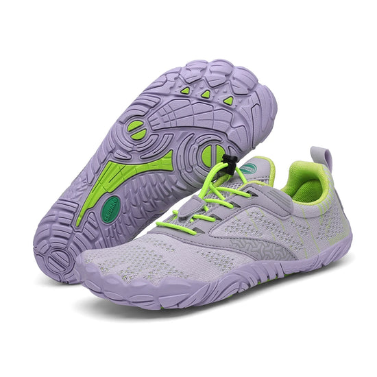 Saguaro Kids Free I purpura par suela — zapatilla barefoot infantil purpura vista suela flexible Chile