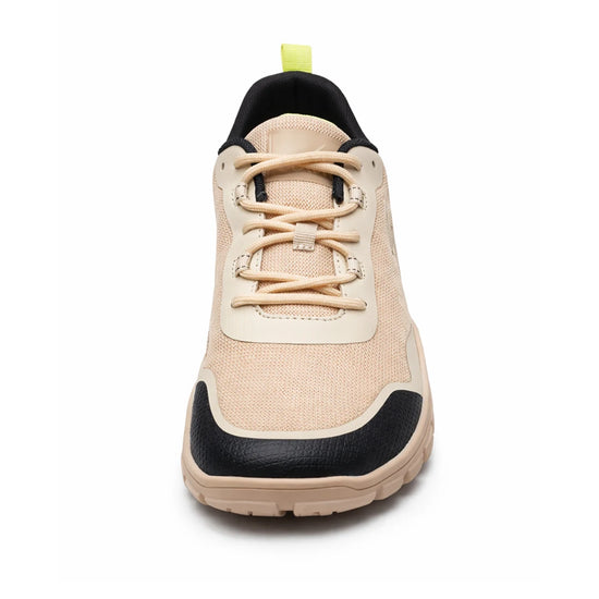 Calzado de trekking respetuoso Sowilo Algiz beige, puntera protegida y ancha para una biomecánica de marcha correcta.