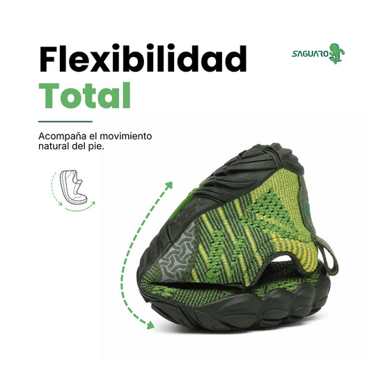 Saguaro Kids Free I verde flexibilidad — zapatilla barefoot infantil verde suela flexible Chile