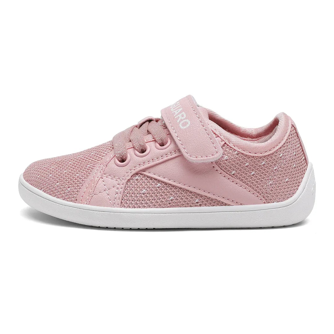 Perfil calzado ergonómico minimalista rosa para niñas, zero drop.