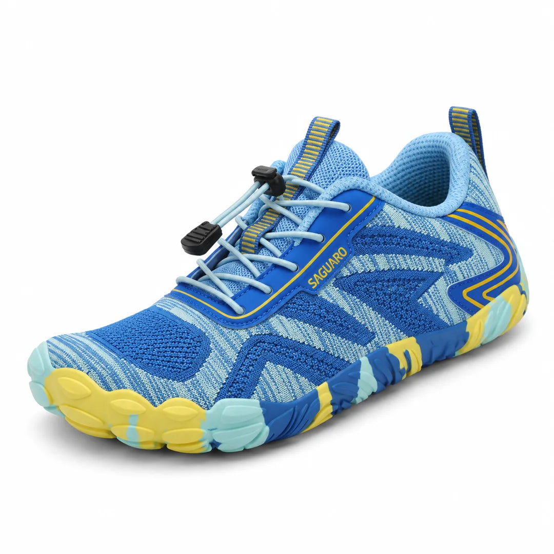 Zapato minimalista hombre Saguaro Active II azul con suela técnica de alta tracción.