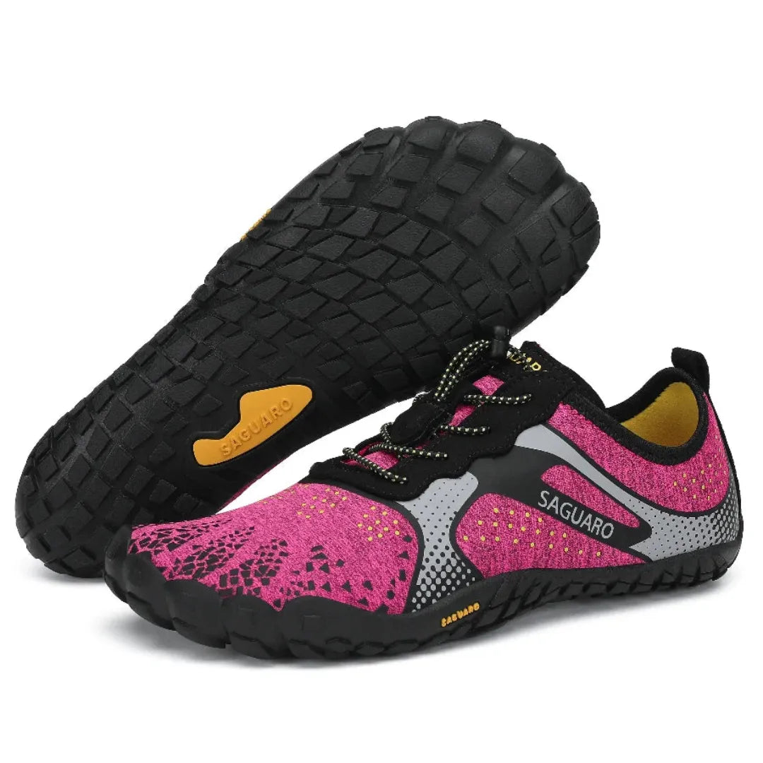 Zapatillas Saguaro Fast I rosa con vista combinada de suela y lateral.