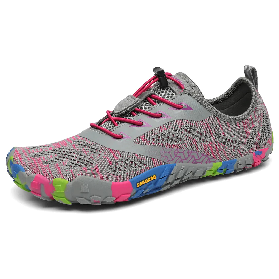 Zapatilla barefoot Saguaro Smart II rosa vista diagonal.