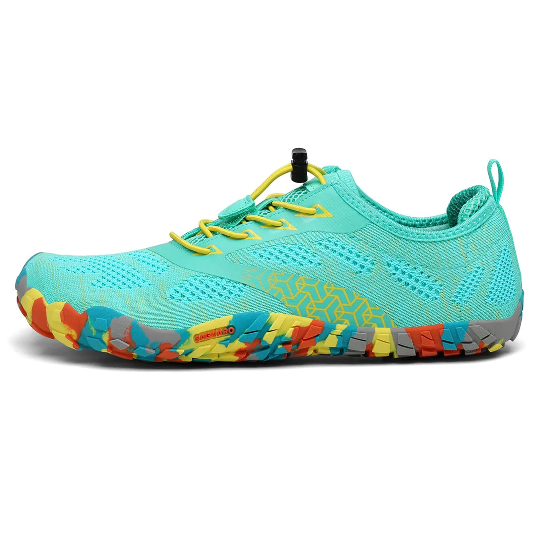 Zapatilla Smart II turquesa vista lateral con estructura flexible ergonómica.