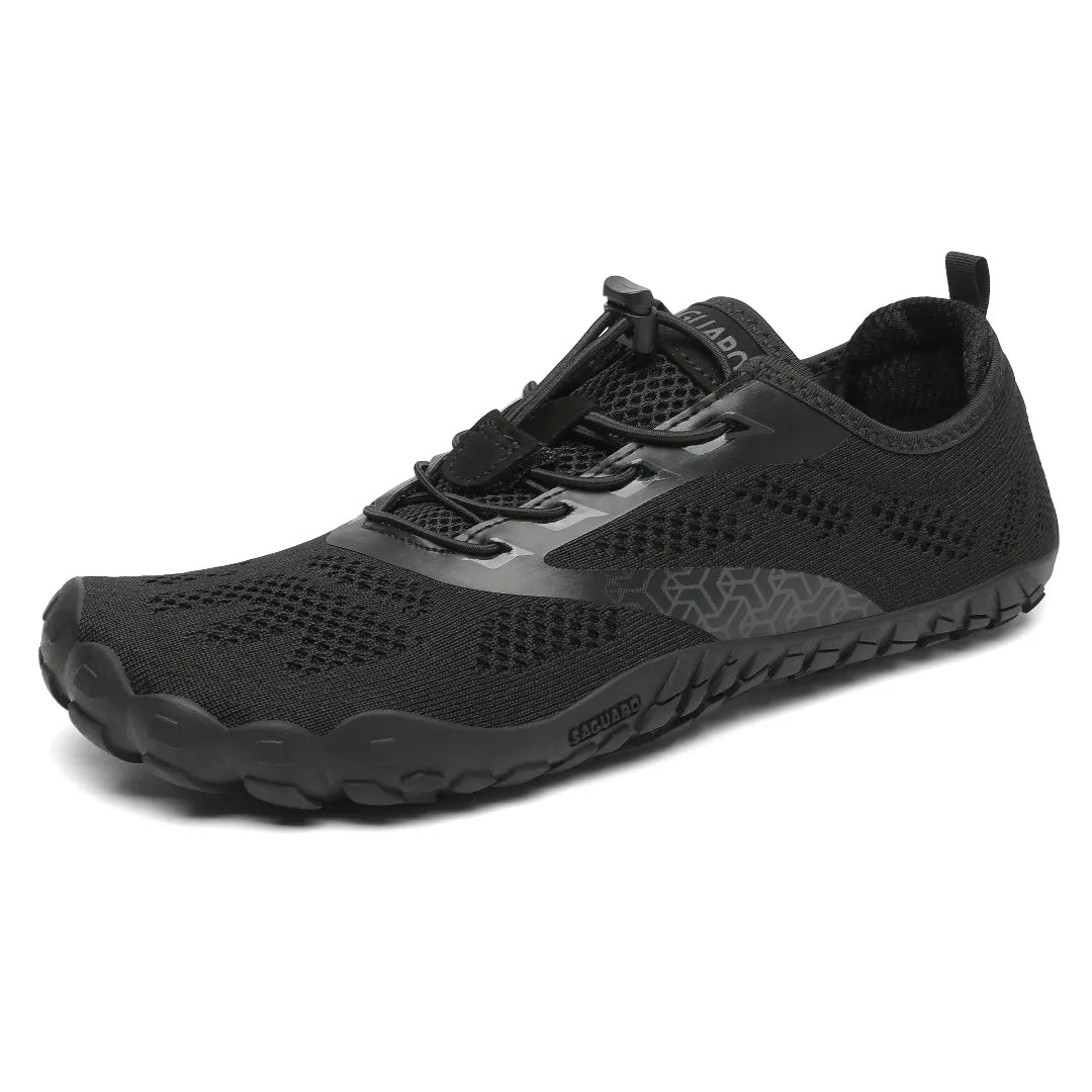 Zapatillas Saguaro Smart I negras vista lateral con suela minimalista barefoot.