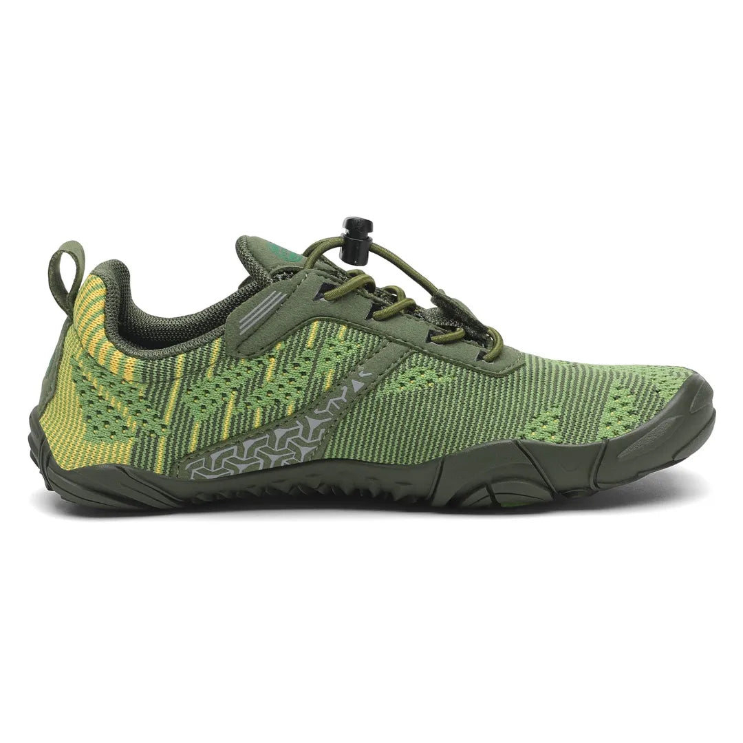 Zapatillas barefoot verdes infantiles lateral interna