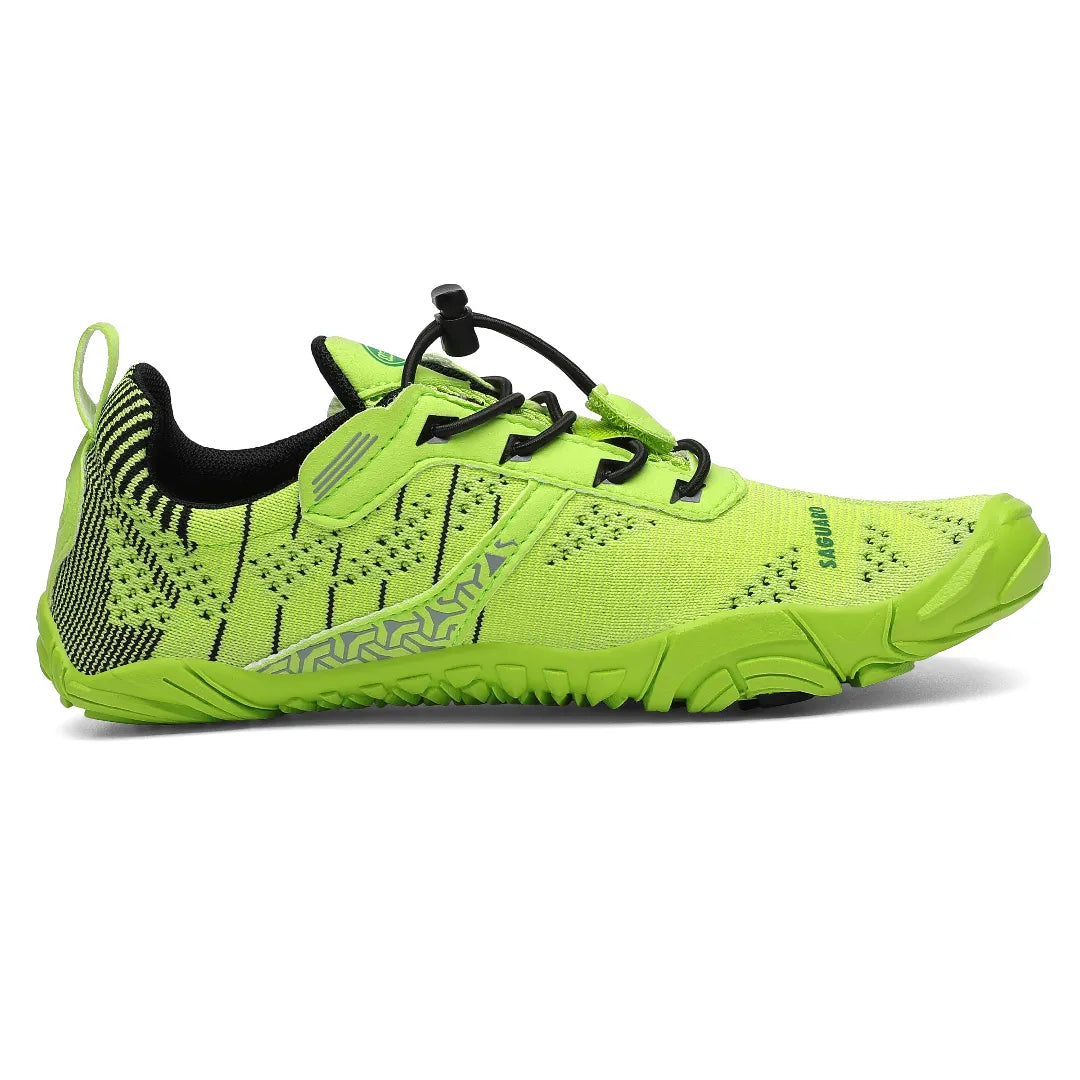 Zapatillas barefoot Kids Free I verdeflúor lateral interna