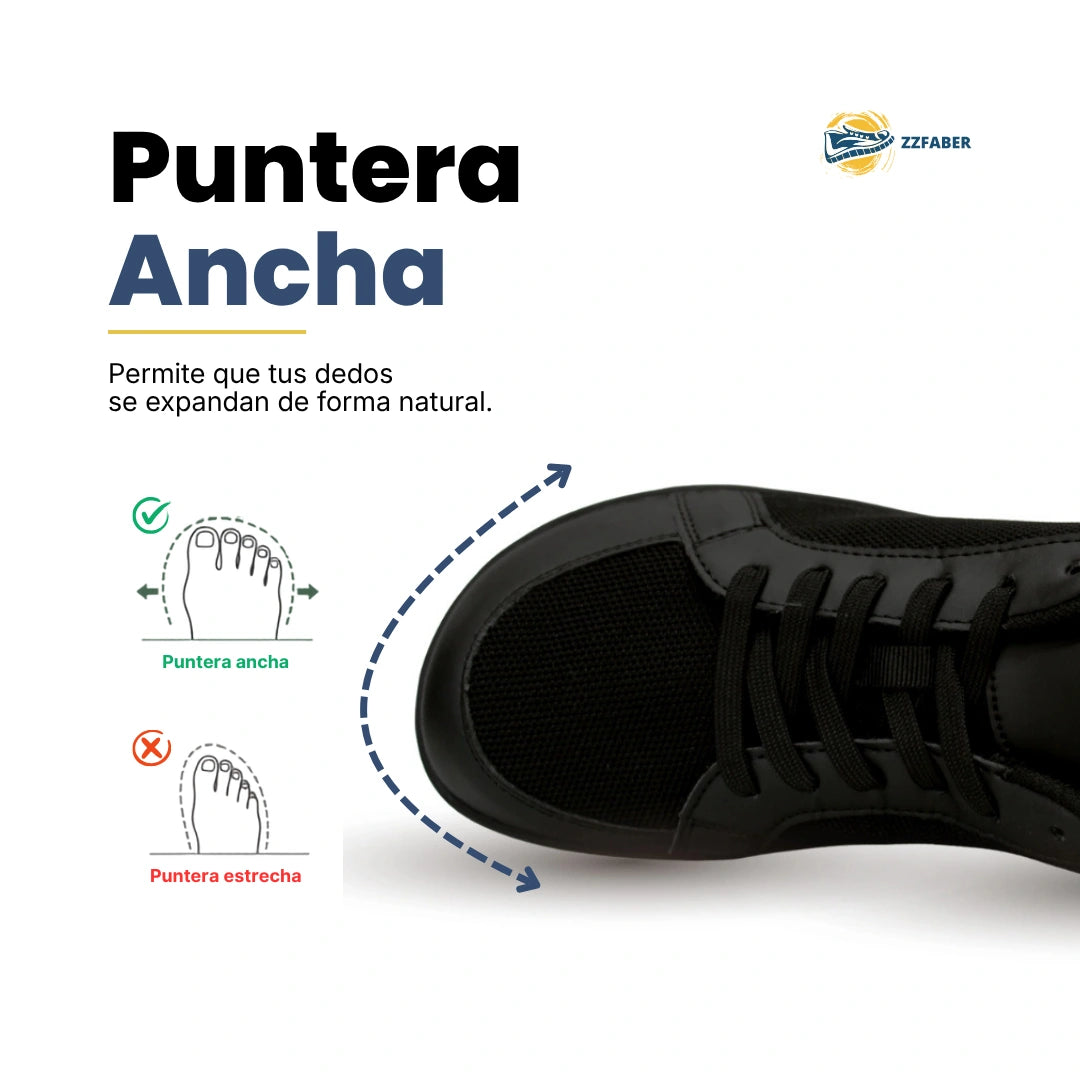 Zapatilla ZZfaber Bamba I negra vista desde arriba.
